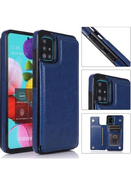 Samsung Galaxy A51 4g Kart Yuvaları Için Cüzdan Durumda Pu Deri Çift Toka (Yurt Dışından)