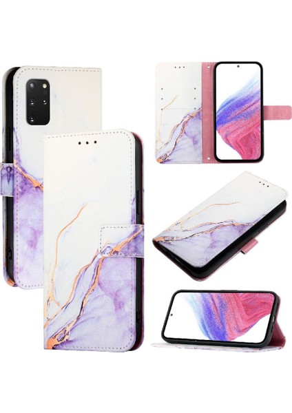 Samsung Galaxy S20 Artı Cüzdan Pu Deri Kickstand Mermer Desen (Yurt Dışından)