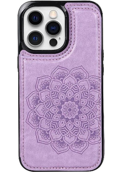 IPhone 13 Için Kart Tutucu Kılıf ile Cüzdan Pro Kabartmalı Mandala Desen Pu (Yurt Dışından)
