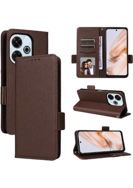 Xıaomı Poco M6 4g Manyetik Yan Toka Cüzdan Pu Deri Için Flip Case (Yurt Dışından)