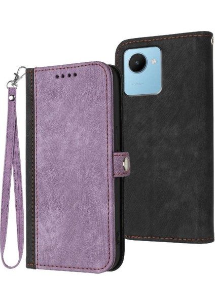 Realme C30 Pu Deri Manyetik Kapatma Flip Folio Kitap Kickstand Için Kılıf (Yurt Dışından)