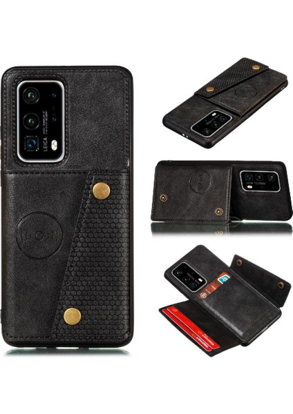 Cüzdan Kılıf Için Huawei P40 Buit Demir Kart Tutucu Cüzdan Kılıf Darbeye (Yurt Dışından)