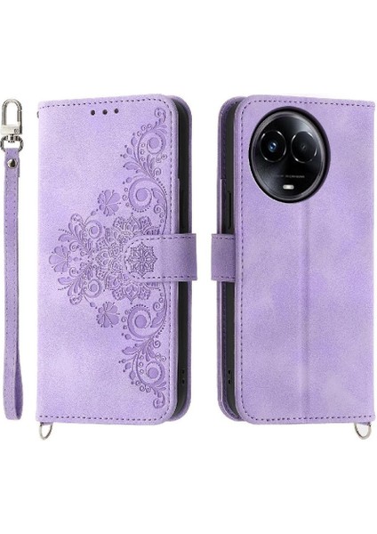 Realme 11 5g Kabartmalı Darbeye Bileklik Çoklu Kredi Için Flip Case (Yurt Dışından)