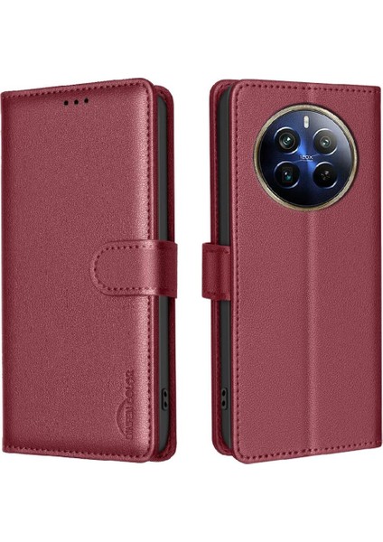 Realme 12 Pro Artı 5g Için Flip Case Pu Deri Cüzdan Manyetik Kart Tutucu (Yurt Dışından)