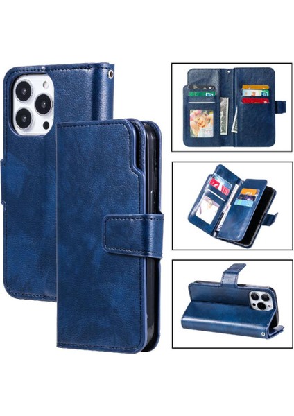 IPhone 14 Için Kılıf Pro Max 9 Kart Yuvaları Cüzdan Kickstand Pu Deri (Yurt Dışından)