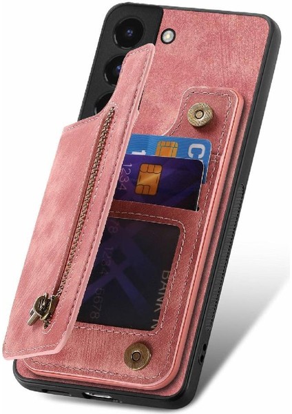 Samsung Galaxy S22 Artı Vintage Fermuar Cüzdan Katlanabilir Arka Kapak (Yurt Dışından)