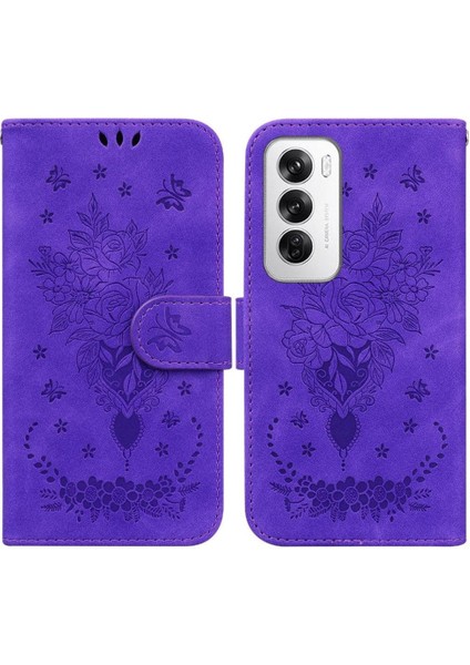 Oppo Oppo 12 5g Için Kickstand Cüzdan Kılıf Kabartma Gül Çiçekler Flip Pu (Yurt Dışından) modelleri