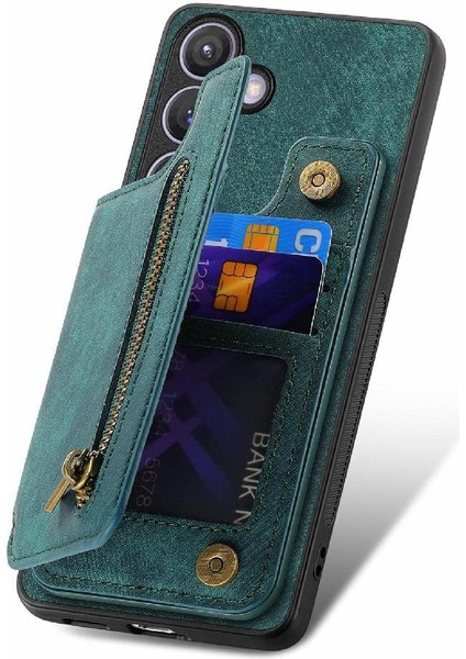 Samsung Galaxy S24 Artı Standı Fonksiyonu Vintage Fermuar Cüzdan Geri (Yurt Dışından) modelleri