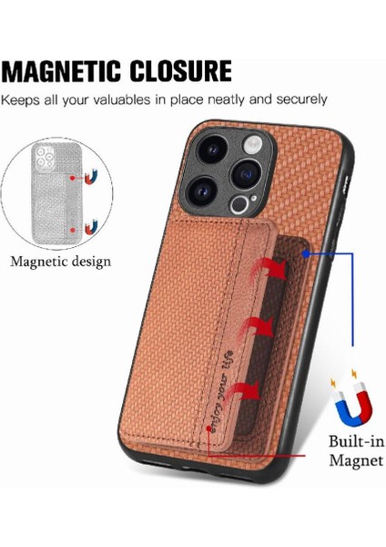 IPhone 15 Için Kılıf Pro Max Standı Fonksiyonu Manyetik Kart Tutucu Komple (Yurt Dışından) modelleri