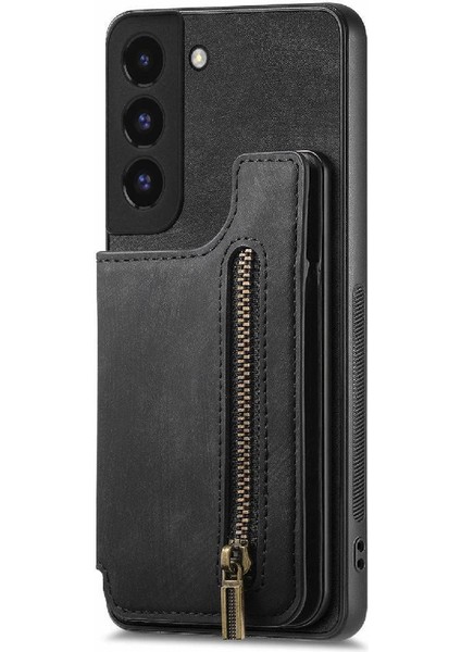 Samsung Galaxy S22 Artı Vintage Fermuar Cüzdan Katlanabilir Arka Kapak (Yurt Dışından)