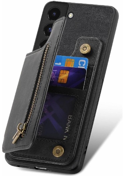 Samsung Galaxy S22 Artı Vintage Fermuar Cüzdan Katlanabilir Arka Kapak (Yurt Dışından)