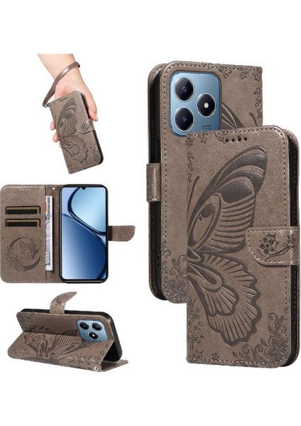 Kredi Kartı Yuvası ile Realme C61 Için Flip Case Ayrılabilir El Kayışı Yüksek (Yurt Dışından)