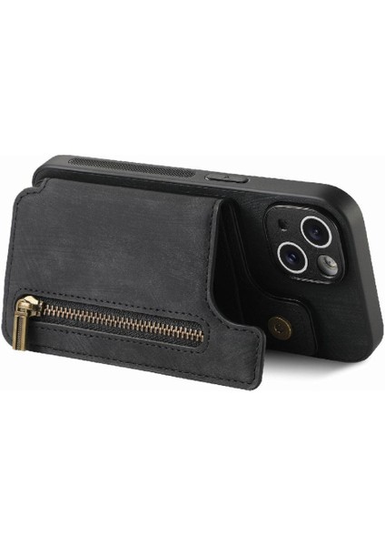 IPhone 15 Için Kılıf Katlanabilir Arka Kapak Vintage Fermuar Cüzdan Standı Fonksiyonu (Yurt Dışından) modelleri
