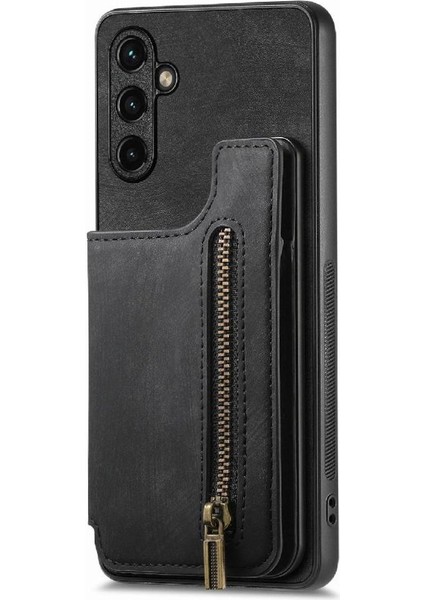 Samsung Galaxy A54 Vintage Fermuar Cüzdan Için Kılıf Katlanabilir Arka Kapak (Yurt Dışından)