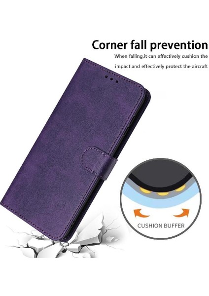 Samsung Galaxy M54 Pu Deri Saf Renk Toka ile Flip Case (Yurt Dışından)