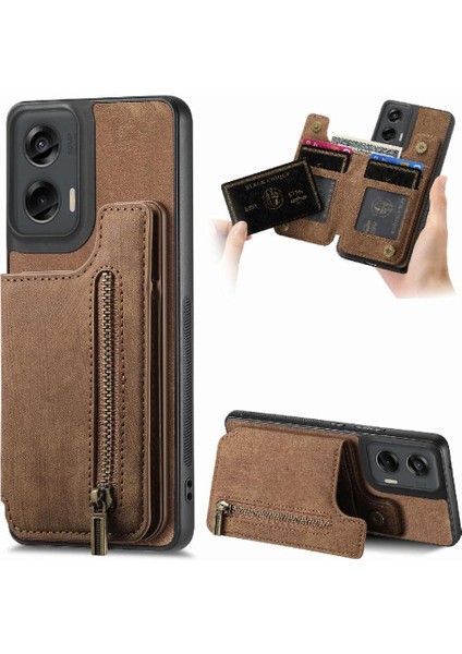 Motorola Moto G Stylus 5g Için Kılıf 2024 Katlanabilir Arka Kapak Vintage Fermuar (Yurt Dışından)