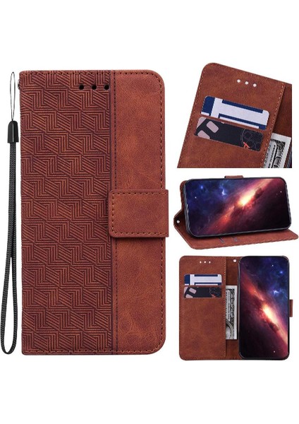 Onur Magic6 Pro Flip Folio Kickstand Özelliği Için Flip Case Geometrik Pu (Yurt Dışından)