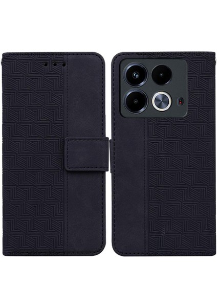 Infinix Not 40 4g Premium Pu Deri Flip Folio Geometrik Için Flip Case (Yurt Dışından)