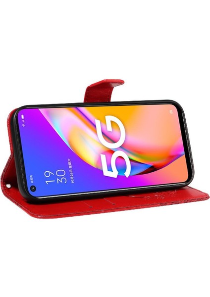 Oppo Için Flip Case A93 5G/A74 5G/A54 5g Ayrılabilir El Kayışı Kabartmalı (Yurt Dışından)