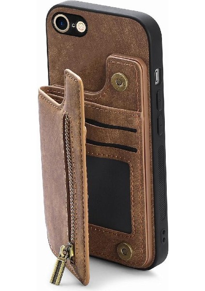IPhone 7/8 Için Kılıf Vintage Fermuar Cüzdan Standı Fonksiyonu Katlanabilir Geri (Yurt Dışından) fiyatları