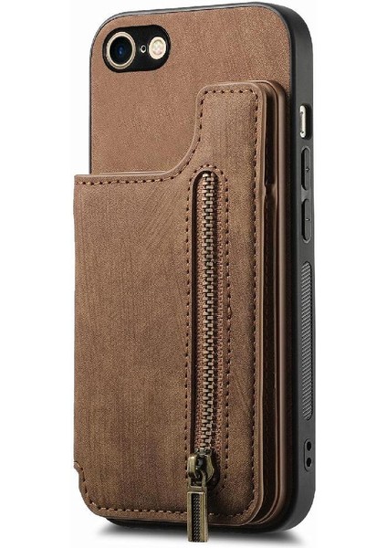 IPhone 7/8 Için Kılıf Vintage Fermuar Cüzdan Standı Fonksiyonu Katlanabilir Geri (Yurt Dışından) fırsatları