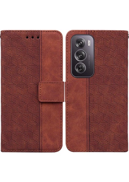 Oppo Oppo 12 Pro 5g Için Flip Case Premium Pu Deri Geometrik Kabartmalı (Yurt Dışından)