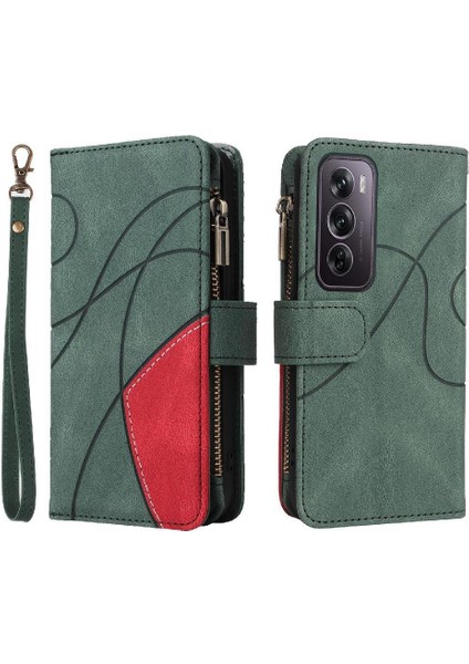 Oppo Oppo 12 Pro 5g Dokuz Kart Yuvaları Iki Renkli Dikiş Kickstand Için Kılıf (Yurt Dışından)