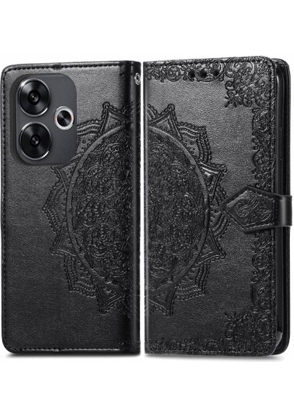 Xiaomi Poco F6 Deri Kılıf Için Flip Case Zarif Desen Kapak Çevirin (Yurt Dışından)