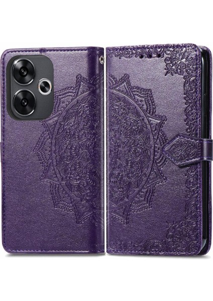 Xiaomi Poco F6 Deri Kılıf Için Flip Case Zarif Desen Kapak Çevirin (Yurt Dışından)
