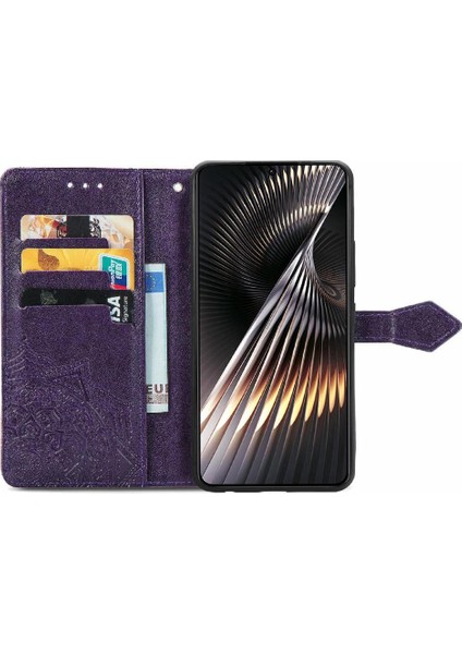 Xiaomi Poco F6 Deri Kılıf Için Flip Case Zarif Desen Kapak Çevirin (Yurt Dışından)