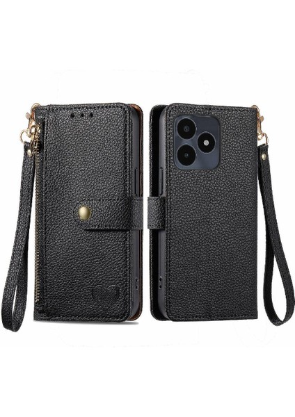 Realme Not Için Flip Case 50 Deri Kılıf Aşk Cüzdan Fermuar Darbeye (Yurt Dışından)
