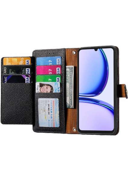 Realme Not Için Flip Case 50 Deri Kılıf Aşk Cüzdan Fermuar Darbeye (Yurt Dışından)