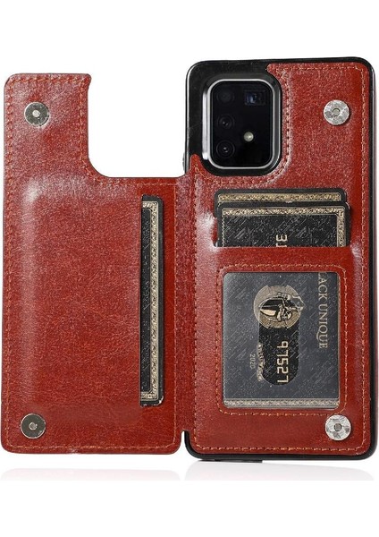 Samsung Galaxy S10 Lite Pu Deri Kart Yuvaları Kickstand Için Cüzdan Kılıf (Yurt Dışından)