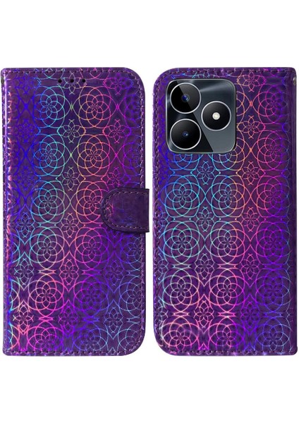 Oppo Realme C53 Cüzdan Durumda Kart Yuvası Standı Tutucu Glitter Pu (Yurt Dışından)