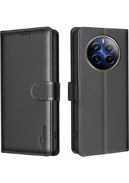 Mays Shop Realme 12 Pro Artı 5g Için Flip Case Pu Deri Cüzdan Manyetik Kart Tutucu (Yurt Dışından)