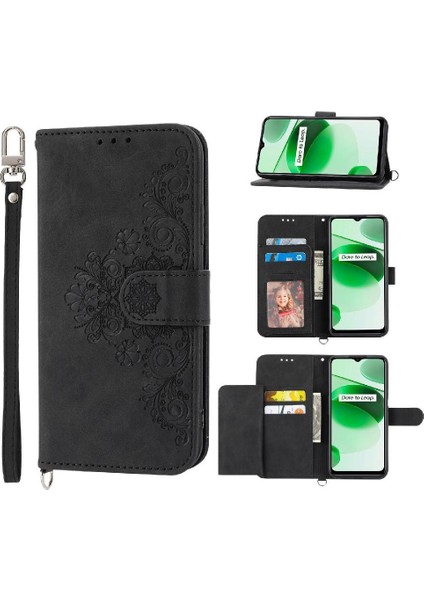 Realme C30 Kabartmalı Bileklik Çoklu Kredi Kartı Yuvaları Için Flip Case (Yurt Dışından) indirimleri