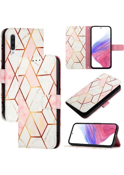 Samsung Galaxy A30S Mermer Desen Kickstand Cüzdan Pu Deri Kılıf (Yurt Dışından)