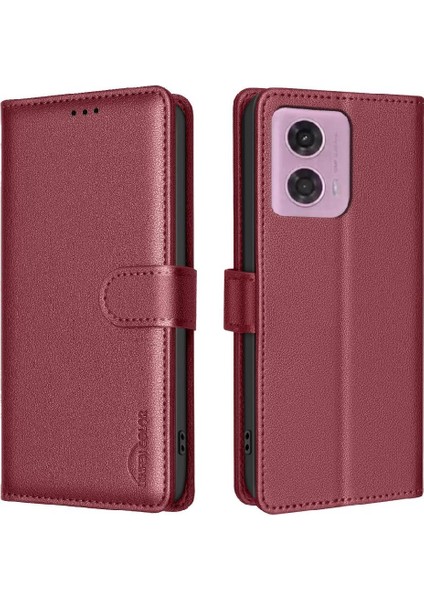 Motorola Moto G24 Için Flip Case Pu Deri Kart Tutucu Kickstand Manyetik (Yurt Dışından)