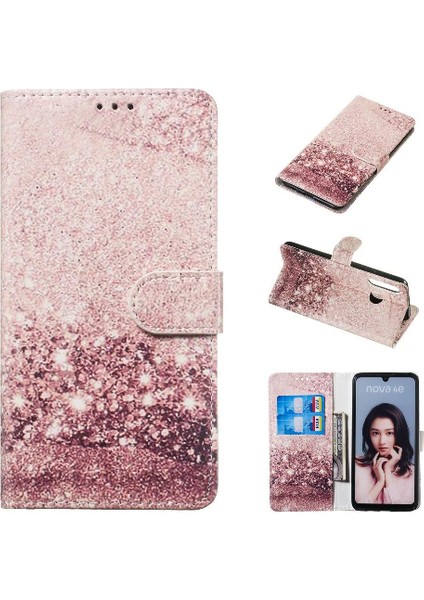 Huawei P30 Lite Mermer Desen Tam Koruma Manyetik Kart Için Flip Case (Yurt Dışından)