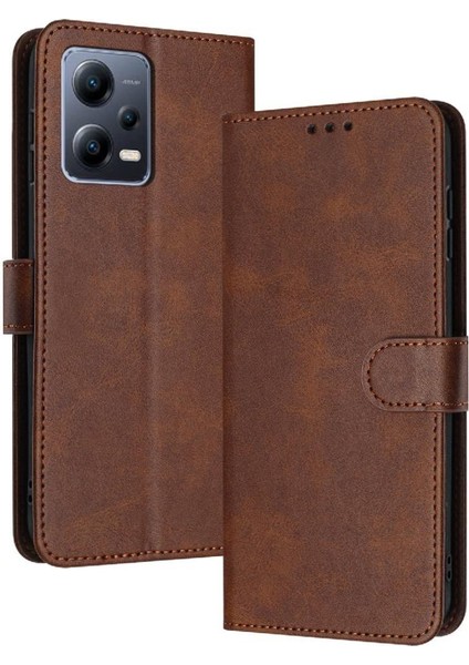 Kart Yuvası Saf Renk Kickstand ile Xiaomi Redmi Not 12 5g Için Flip Case (Yurt Dışından)
