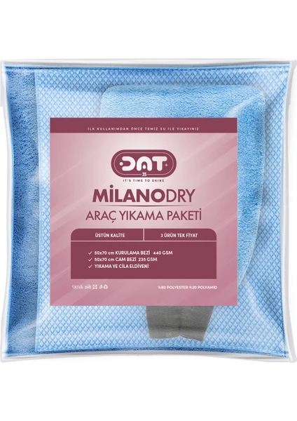 Milanodry Mikrofiber Oto Yıkama Paketi Araç Kurulama Havlusu Cam Bezi Araba Yıkama Eldiveni Seti