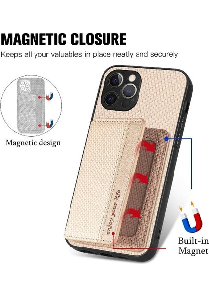IPhone 12 Için Kılıf Pro Komple Kamera Güvenlik Manyetik Kart Tutucu Rfıd (Yurt Dışından)