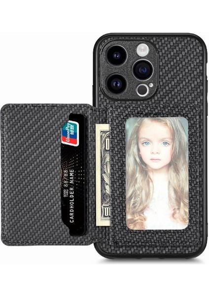 IPhone 15 Için Kılıf Pro Max Standı Fonksiyonu Manyetik Kart Tutucu Komple (Yurt Dışından)