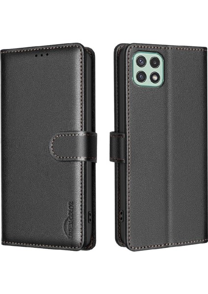 Samsung Galaxy A22 5g Manyetik Rfıd Engelleme Cüzdan Pu Kart Için Flip Case (Yurt Dışından)