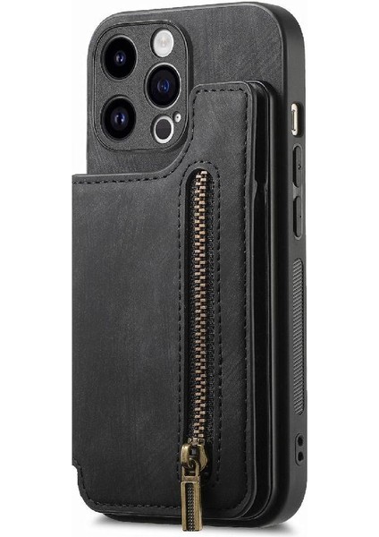IPhone 15 Için Kılıf Pro Max Vintage Fermuar Cüzdan Standı Fonksiyonu Katlanabilir (Yurt Dışından) modelleri