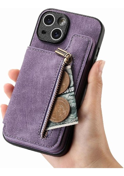 IPhone 14 Için Kılıf Katlanabilir Arka Kapak Standı Fonksiyonu Vintage Fermuar Cüzdan (Yurt Dışından) fiyatları