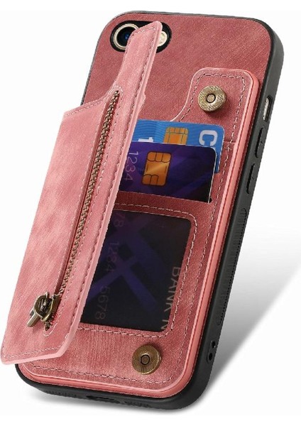 IPhone 7/8 Için Kılıf Vintage Fermuar Cüzdan Standı Fonksiyonu Katlanabilir Geri (Yurt Dışından) indirimleri