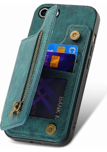IPhone 7/8 Için Kılıf Vintage Fermuar Cüzdan Standı Fonksiyonu Katlanabilir Geri (Yurt Dışından) indirimleri