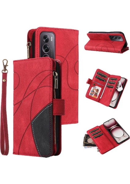 Oppo Oppo 12 Pro 5g Dokuz Kart Yuvaları Iki Renkli Dikiş Kickstand Için Kılıf (Yurt Dışından)