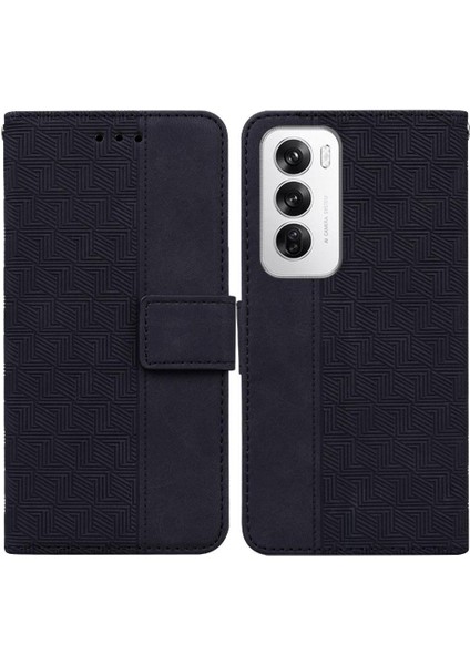 Oppo Flip 12 5g Flip Folio Kickstand Özelliği Için Flip Case Geometrik Pu (Yurt Dışından)